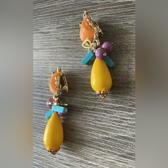 Colorful clip on earrings A442 - Picture 4 of 4